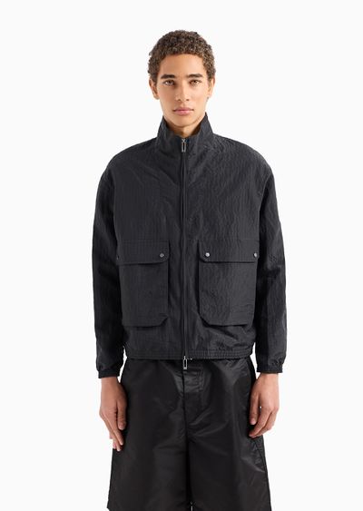 Light nylon seersucker blouson - D