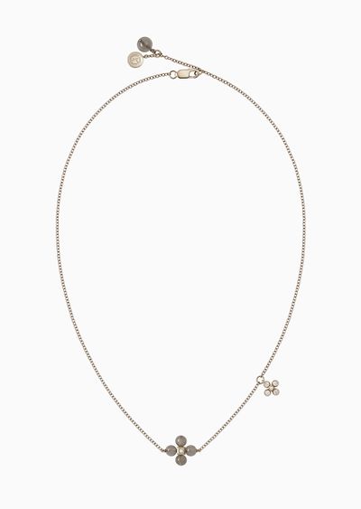 Gioia 18k gold, diamonds and moonstone long necklace - F