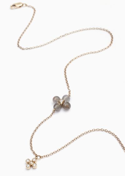 Gioia 18k gold, diamonds and moonstone long necklace - D