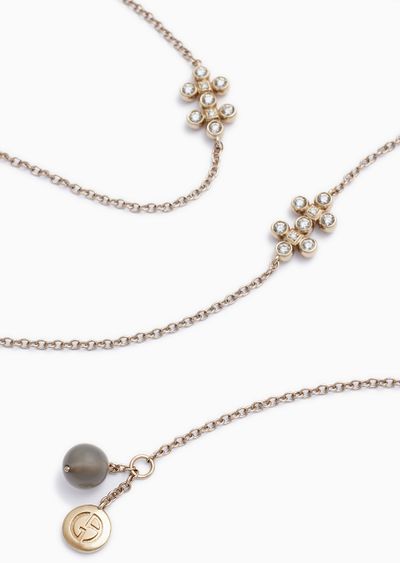 Gioia 18k gold, diamonds and moonstone long necklace - D