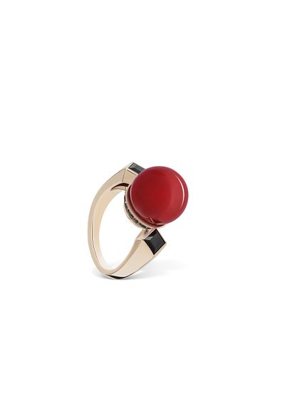 Tamara ring in 18k gold, sapphires and carnelian - F