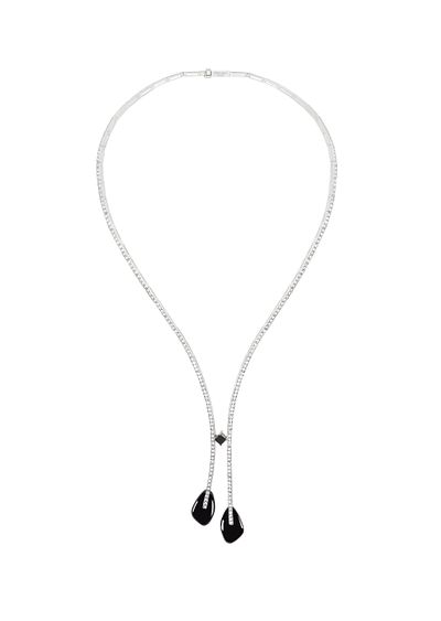 18K white-gold, diamond-and-onyx Sì necklace - F