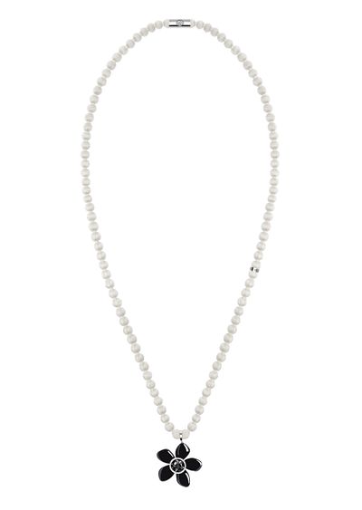 18K white-gold, diamond-and-onyx Sì necklace - F