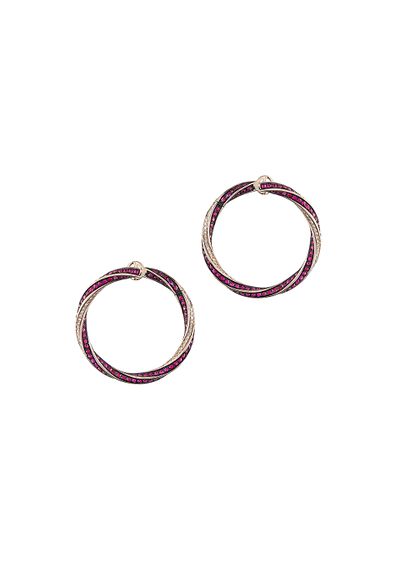 18K white-gold, diamond-and-ruby Circle earrings - F