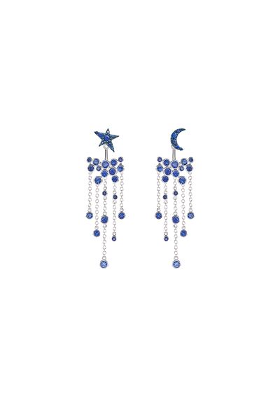 18K white-gold, sapphire Firmamento earrings - F