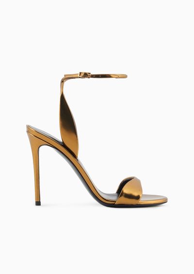 Lamé-leather heeled sandals - F