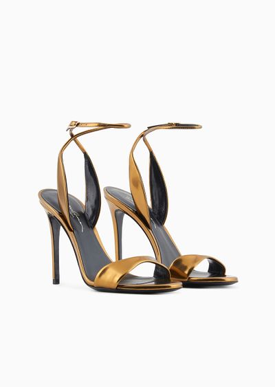 Lamé-leather heeled sandals - D