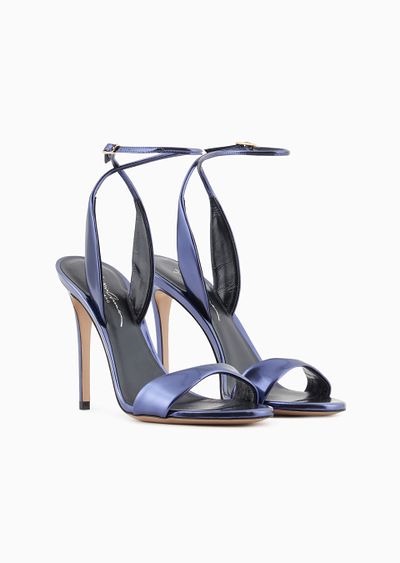 Lamé-leather heeled sandals - D