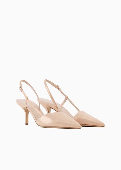 Laminated suede slingbacks - D