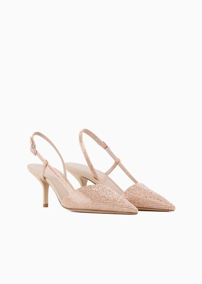 Satin and rhinestone slingbacks - D