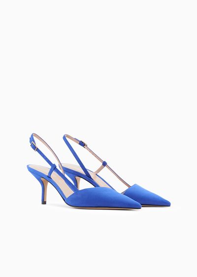 Laminated suede slingbacks - D