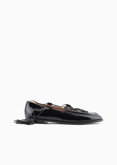 Patent-leather lace-up loafers - F