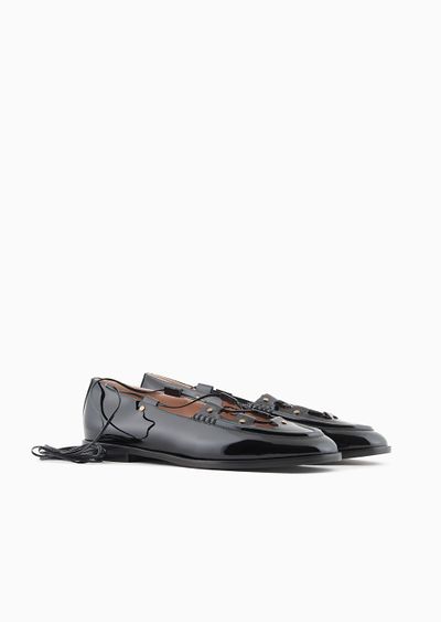 Patent-leather lace-up loafers - D