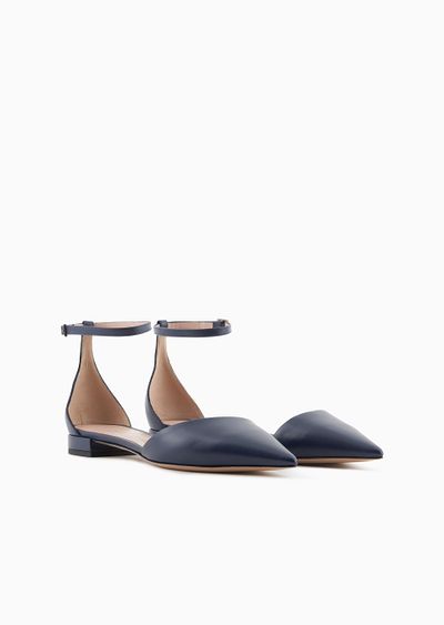 Leather ballerinas with strap - D