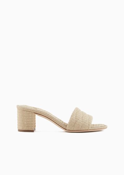 Quilted raffia flat sandals - F