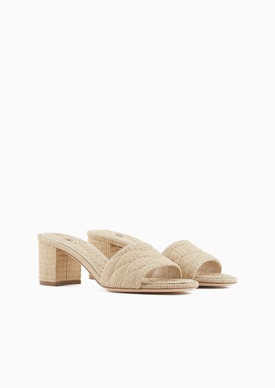 Quilted raffia flat sandals - D