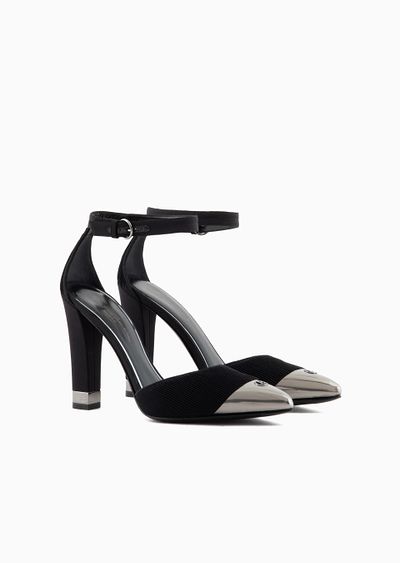 Pleated silk d'Orsay court shoes - D