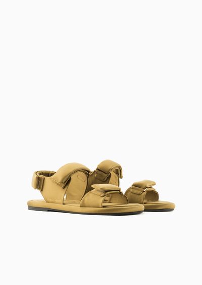 Padded satin flat sandals - D