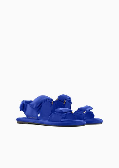 Padded satin flat sandals - D