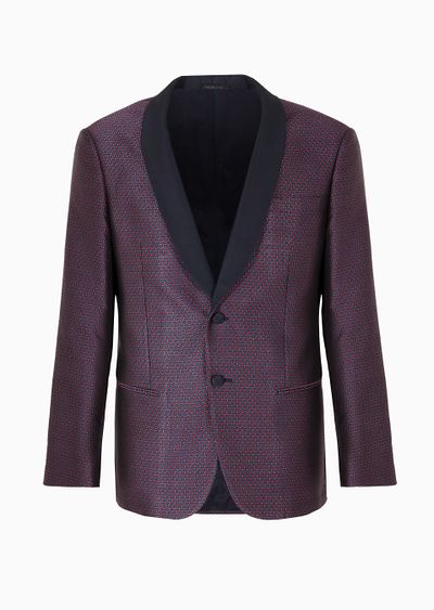 Giorgio’s single-breasted jacket in silk jacquard - F