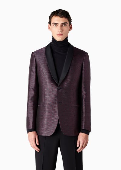 Giorgio’s single-breasted jacket in silk jacquard - D