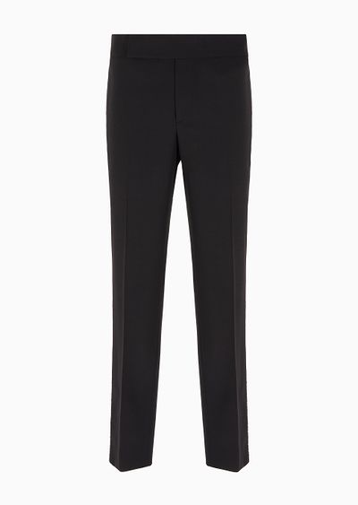 Giorgio’s flat-front trousers in wool crêpe - F