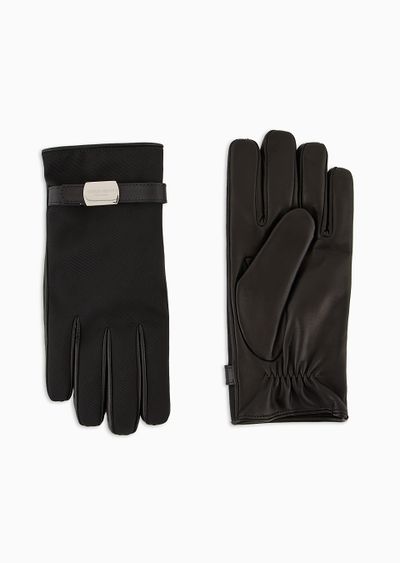 Nappa-leather and technical-fabric gloves - F