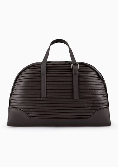 Pleated nappa-leather duffel bag - F