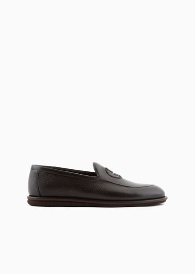 Deerskin loafers with embroidered logo - F