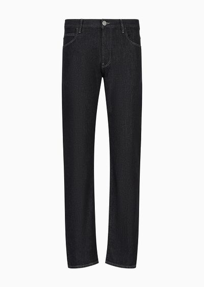 Five-pocket, regular fit, stretch cotton-denim trousers - F