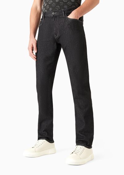 Five-pocket, regular fit, stretch cotton-denim trousers - D