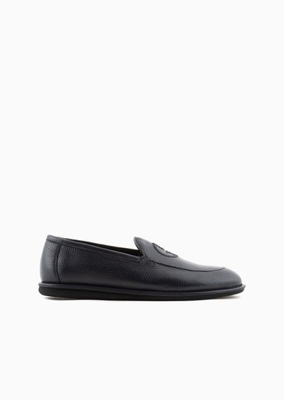 Deerskin loafers with embroidered logo - F