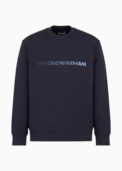 Double-jersey sweatshirt with Emporio Armani logo embroidery - F