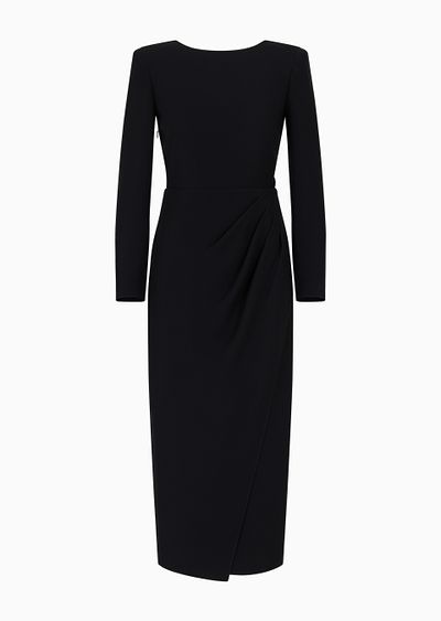 Techno cady midi dress with side draping - F