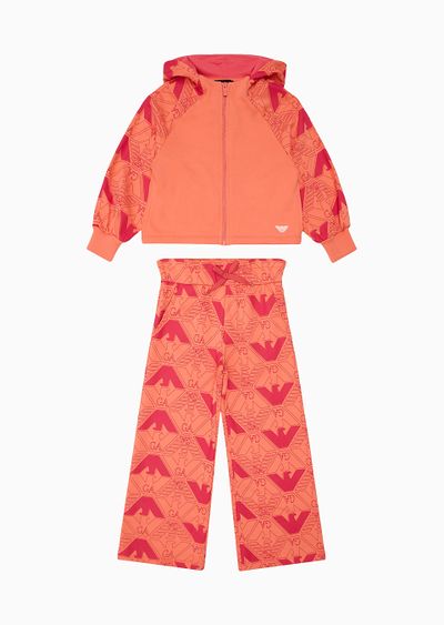 EA Crew tracksuit with full-zip sweatshirt and all-over eagle-print - F