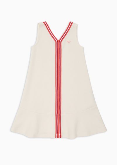 EA Crew piqué dress with knit striped tape - F