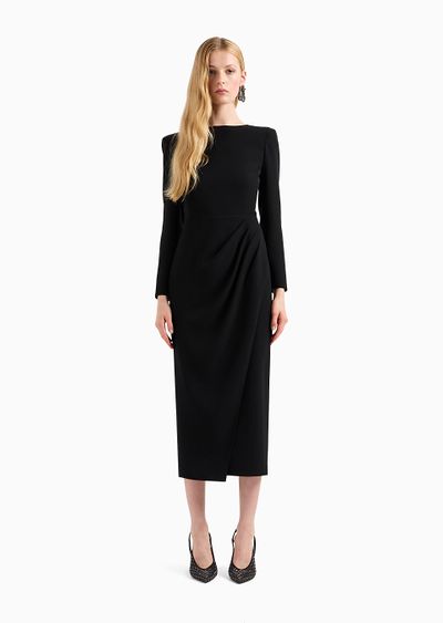 Techno cady midi dress with side draping - D