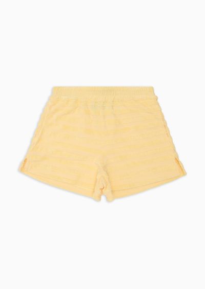 Jersey shorts with terry logo stripes - F