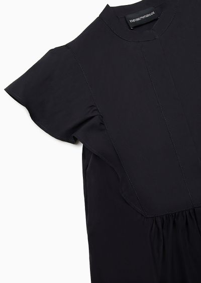 Piece-dyed poplin dress with ruffle sleeves - D