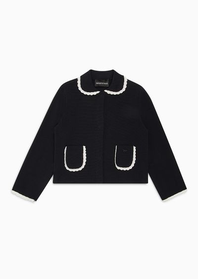 Knit Peter Pan collar jacket with lace - F