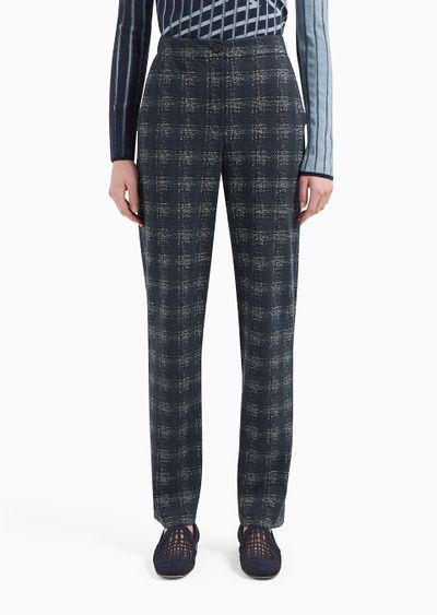 Icon jacquard jersey trousers with madras print - D