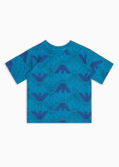 EA Crew comfort-fit jersey T-shirt with all-over eagles print - F