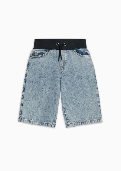 Denim Bermuda shorts with jersey waist - F