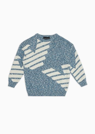 Cotton mélange jumper with oversized eagle intarsia - F