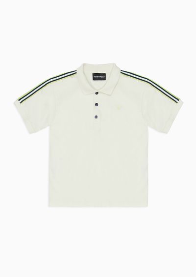 EA Crew comfort-fit jersey polo shirt with striped knit tape - F