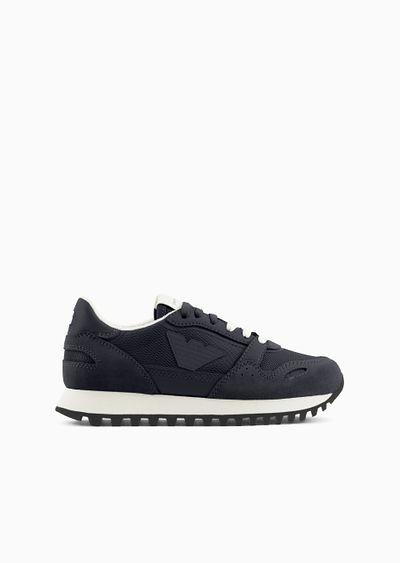 Mesh sneakers with suede details and eagle patch - F