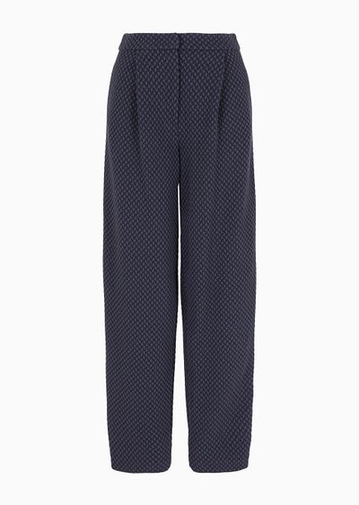 Knit-effect jacquard jersey trousers with darts - F