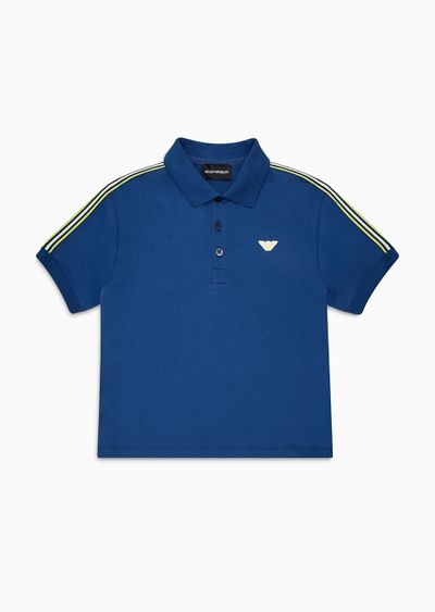 EA Crew comfort-fit jersey polo shirt with striped knit tape - F