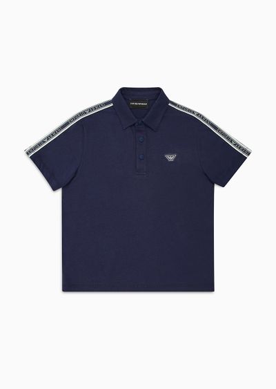 Pima jersey polo shirt with logo tape - F