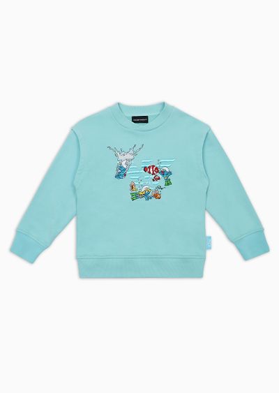 ASV sweatshirt made of organic jersey with The Smurfs surf embroidery - F